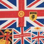 Ilustrasi perbedaan gaya hidup Inggris dan Asia, dengan simbol Big Ben di London dan pagoda Asia di satu frame.