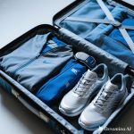 Ilustrasi capsule wardrobe untuk traveler dengan pakaian simpel, serbaguna, dan koper ringan.