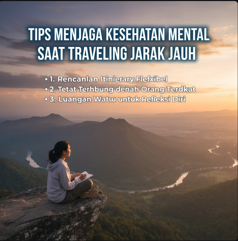 Traveler duduk di bandara sambil menulis jurnal dengan ekspresi tenang sebelum penerbangan jarak jauh.