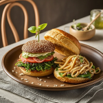 Hidangan vegan modern di restoran Inggris dengan plating elegan dan suasana hangat