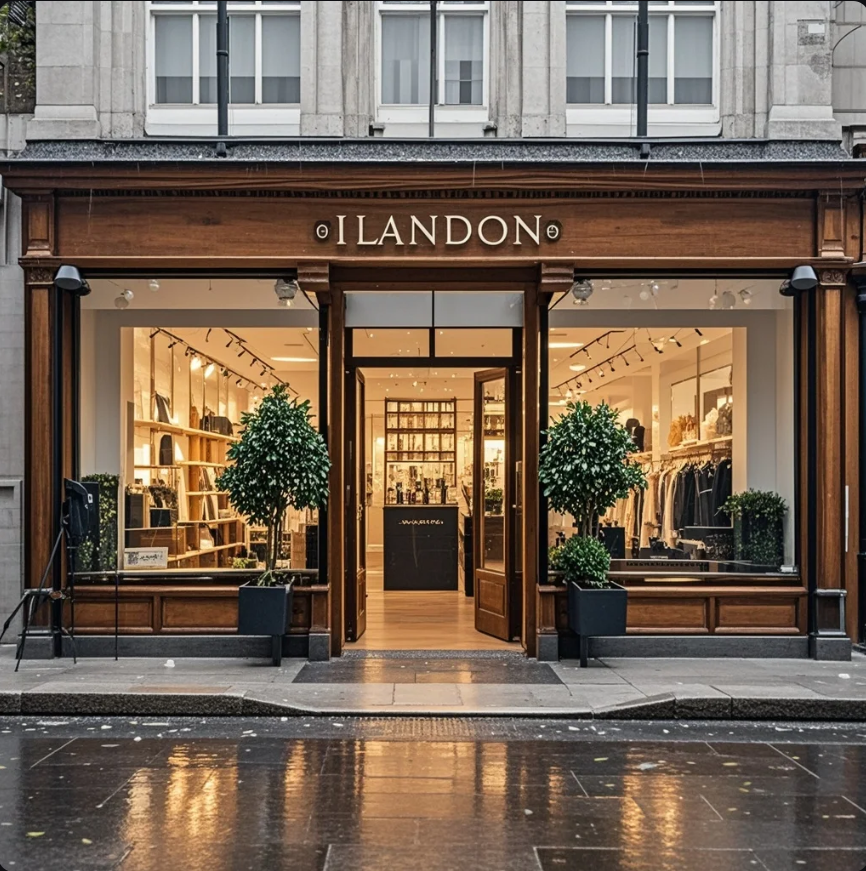 Suasana London saat hujan dengan traveler memegang payung dan bangunan klasik di latar